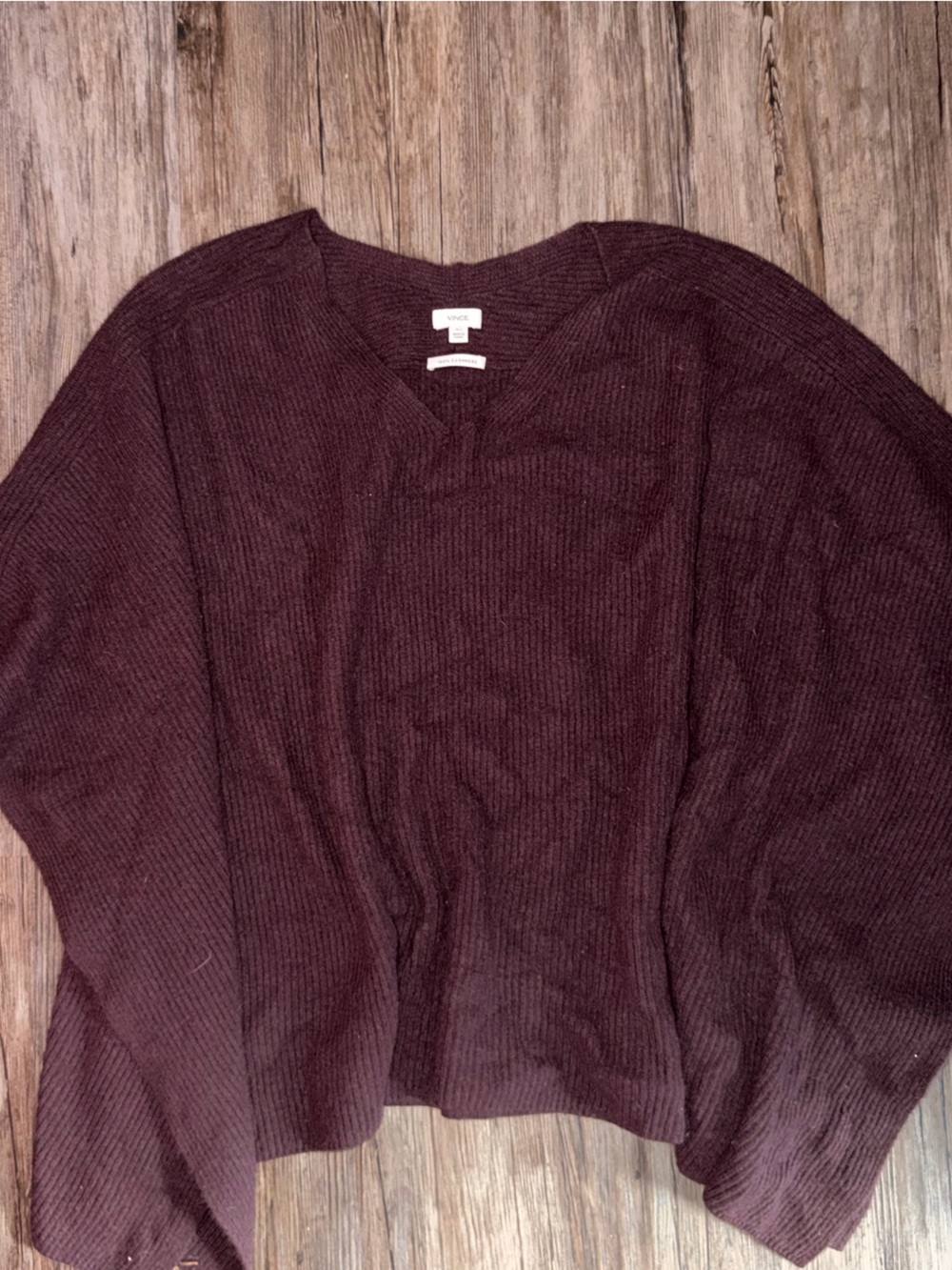 Vince Plum Ribbed Cashmere Poncho